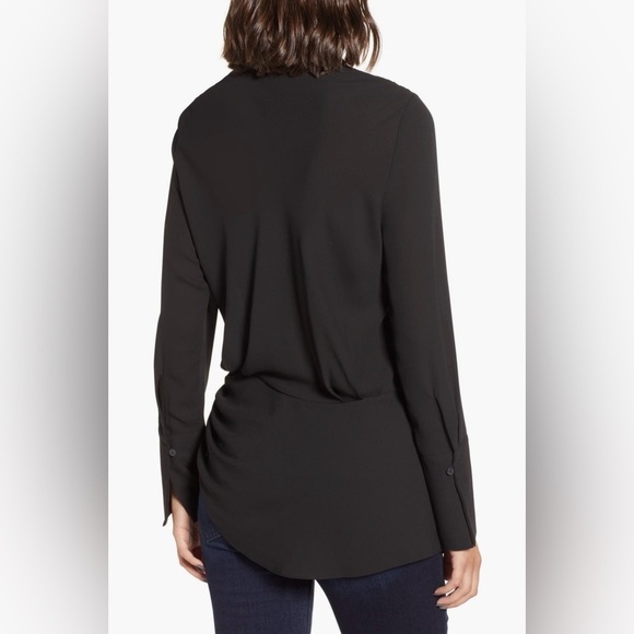 Trouvé Red Drape Front Ruched Blouse Long Sleeve V-Neck – Size Small - Picture 3 of 16
